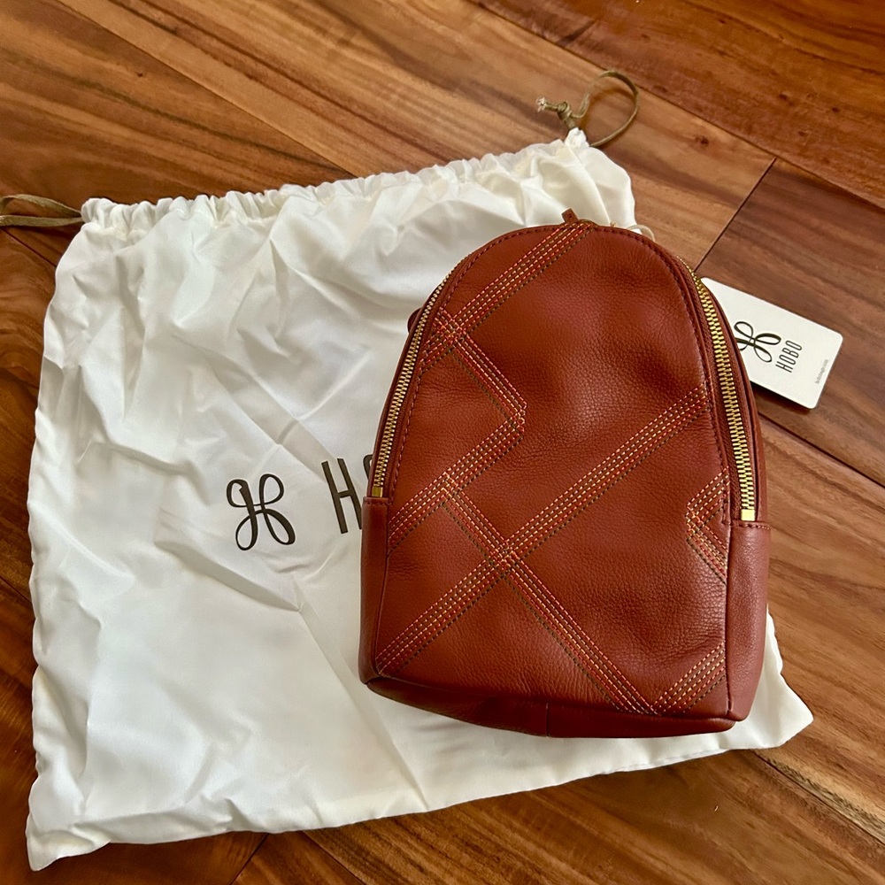 HOBO Rich Tan Leather Sling Backpack Rust NWT